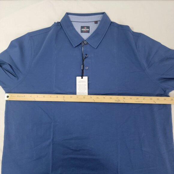 Veboon Men's Long Sleeve Blue Shirt New Size 2XL XXL Cotton Flex Polo - Picture 6 of 7